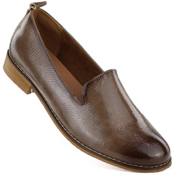 Półbuty damskie lakierowane lordsy beżowe Potocki 19337