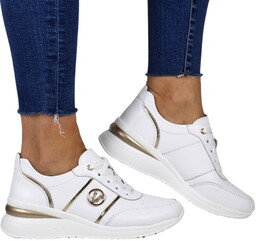 Damskie Sneakersy Półbuty Ze Skóry Na Koturnie Vinceza