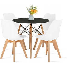 Stół 80cm Black+ 4 krzesła Skandynawskie