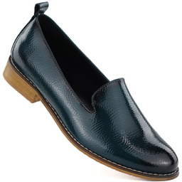 Półbuty damskie lakierowane lordsy granatowe Potocki 19337