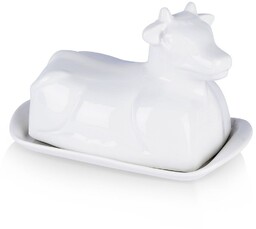 Maselniczka porcelanowa biała krowa