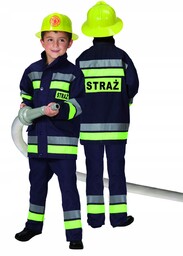 Strój Strażaka Kostium Kask Straż Polska 128