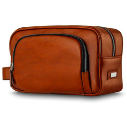 Skórzana kosmetyczka męska Solier SK04 brązowa vintage