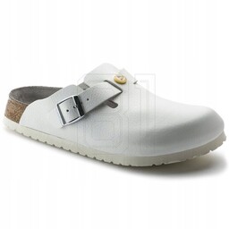 Chodaki damskie Birkenstock Boston ESD White skóra naturalna