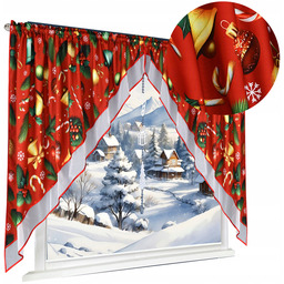 Zasłona Firana Gotowa Boże Narodzenie Taśma Do Kuchni