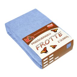 KARO Prześcieradło frotte z gumką 220x240 błękitne 028