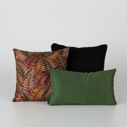 Zestaw poduszek do salonu Fern Flower maroon, 43x43/45x45/47x28