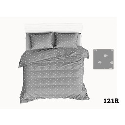 Karo Pościel bawełniana 180x200 R121 szara serca serduszka