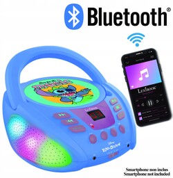 Disney Stitch odtwarzacz boombox Bluetooth-CD Led