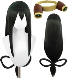 Peruka Włosy Okulary Tsuyu Asui Anime Cosplay