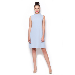 Elegancka Sukienka z Niskim Golfem - Niebieski