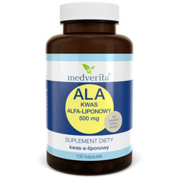 Medverita, ALA Kwas Alfa-liponowy, 500mg, Suplement diety, 100
