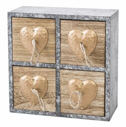 Eurofirany Pudełko dekoracyjne 20x8x20 Heart 2 drewniane szare