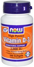 NOW Foods Vitamin D3 2000IU 120 caps.