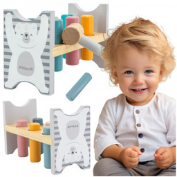 Viga Drewniana Ławeczka Przebijanka Wbijanka z Młotkiem Montessori