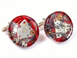 Pakamera POSREBRZANE Spinki do mankietów - Mechanical Red