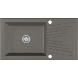 Zlewozmywak granitowy z ociekaczem BARICCO szary metalik
