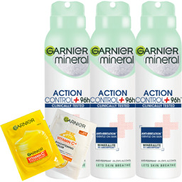 Garnier Mineral Action Control+ antyperspirant w sprayu 3x150ml