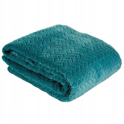 Koc narzuta na łóżko Cindy turkusowy 200x220 wzór