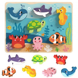 Zabawka Tooky Drewniane puzzle Montessori Świat Morza Rybki