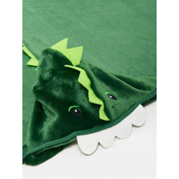 Kocyk dziecięcy z kapturem DINOZAUR zielony SMOK mięciutki