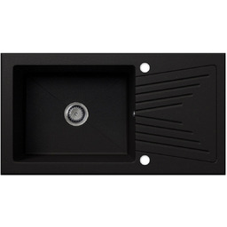 Zlewozmywak granitowy z ociekaczem BARICCO czarny brokat złoty