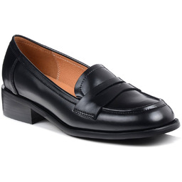 Półbuty damskie czarne DiA JC52-811 lordsy skórzane wsuwane