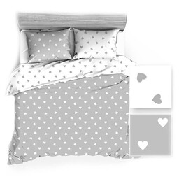 Karo Pościel bawełniana 160x220 R112 biała szara serca