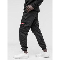Spodnie Materiałowe Jogger Bojówki Męskie Czarne / Czerwone