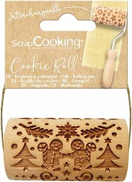 SCRAP COOKING - Mini drewniany wałek "Bałwan piernik"