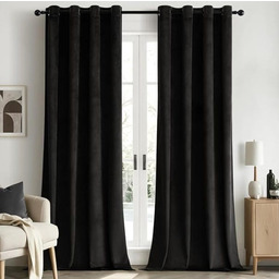 Zasłony welurowe 140x250 czarne przelotka