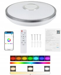 Plafon okrągły Lampa Sufitowa Rgb Biały(WW,NW,CW) Aplikacja Pilot