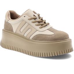 Filippo Beżowe Sneakersy Stylowe Obuwie Damskie Na Platformie