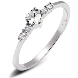 Srebrny Pierścionek Serce z Białą Cyrkonią