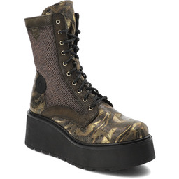 Złote Botki Maciejka Wzorzyste Obuwie Damskie Premium