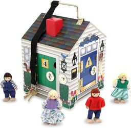 Drewniany domek dla lalek z kluczami 4 zamki
