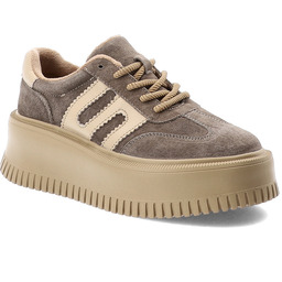 Filippo Brązowe Sneakersy Stylowe Obuwie Damskie Na Platformie