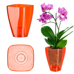 Doniczka kwadratowa Menfi 9 cm, czerwona