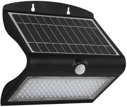 Lumes Nowoczesny czarny kinkiet solarny z czujką ruchu