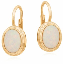 Złote kolczyki 585 z naturalnym kamieniem Opal