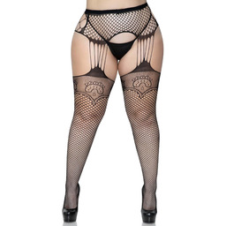 Net garterbelt stockings + Black
