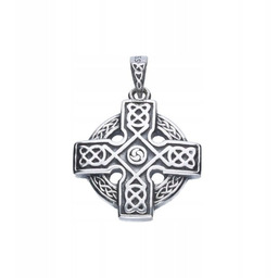 Srebrna Zawieszka Krzyż Celtycki 925 Ażurowa Oksydowana 18x18mm
