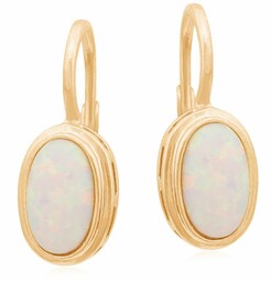 Złote kolczyki 585 z naturalnym kamieniem Opal