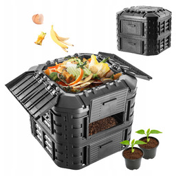 Kompostownik Modułowy 600L Czarny Ogrodowy Całoroczny Mrozoodporny Nawóz