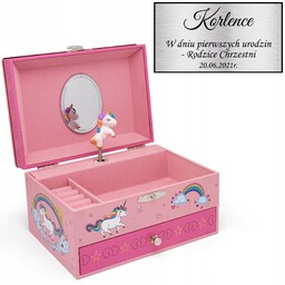 Szkatułka na biżuterię Pozytywka Jednorożec Grawer na Chrzest