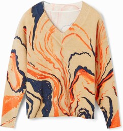 Sweter oversize z zakrzywionymi liniami