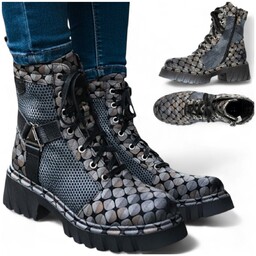 Damskie Botki Maciejka SKÓRZANE Glany Sznurowane Wysokie Modne