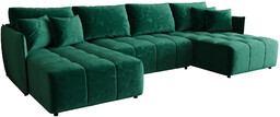 Elior Welurowa zielona sofa rozkładana z pojemnikiem