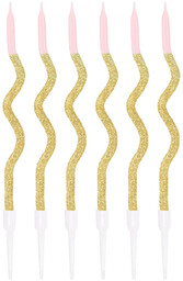 Świeczki urodzinowe spiralne złoto-różowe - 6 szt.