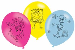 Balony lateksowe urodzinowe Spongebob Kanciastoporty - 27,5 cm